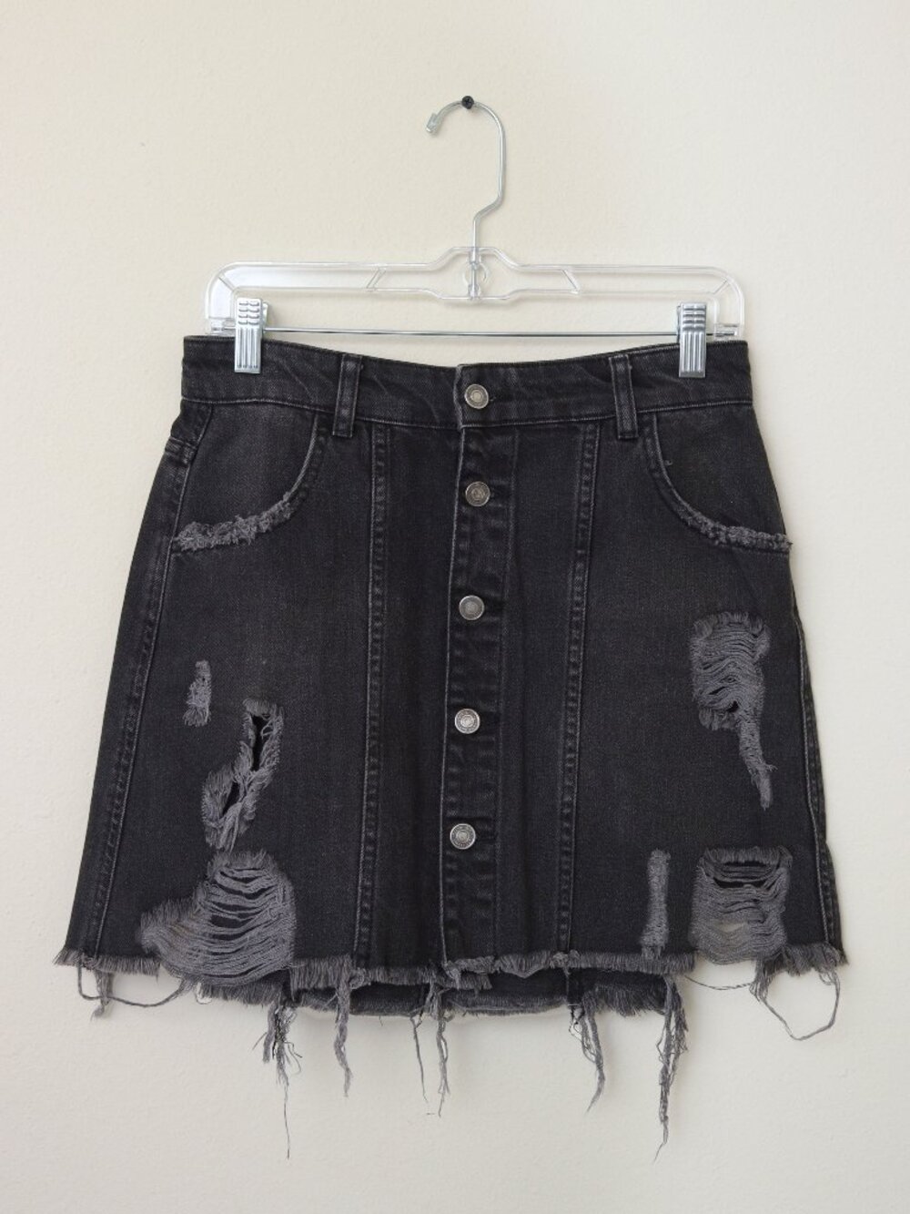 FREE PEOPLE - Distressed Denim Skirt